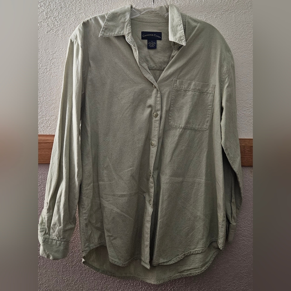 Charter Club Light Olive Green Cotton Shirt